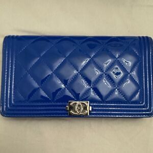 Chanel blue patent leather wallet
